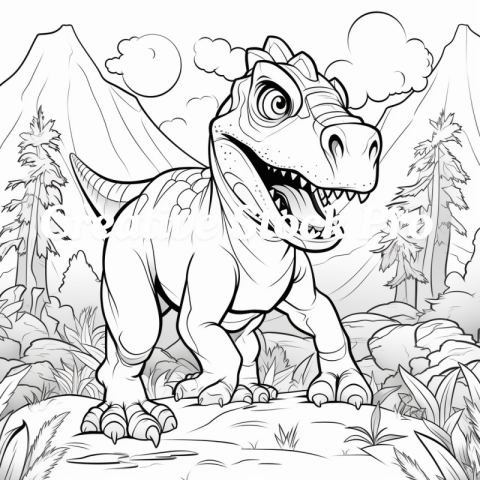 Printable Dino Land Coloring Pages for Toddlers