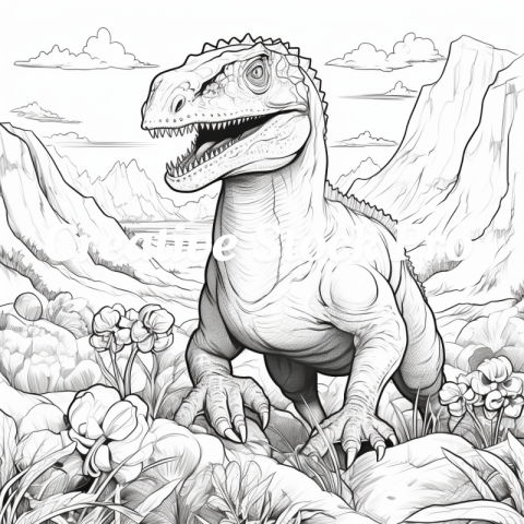 T-Rex Coloring Page for Kindle Users